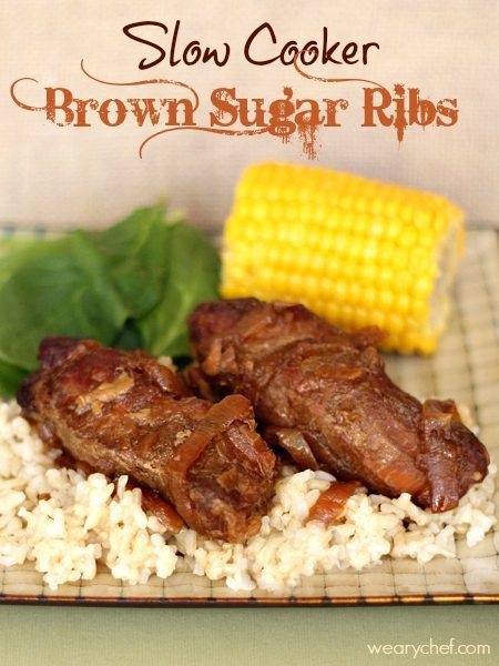 5-Ingredient Slow Cooker Brown Sugar Ribs #crockpot #pork