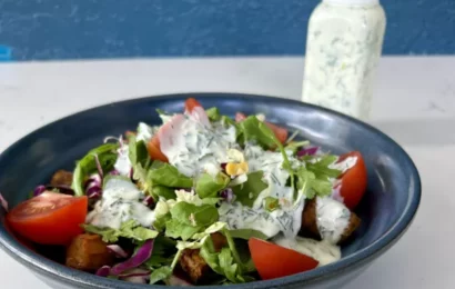 Buttermilk Ranch Dressing on a fresh summer salad