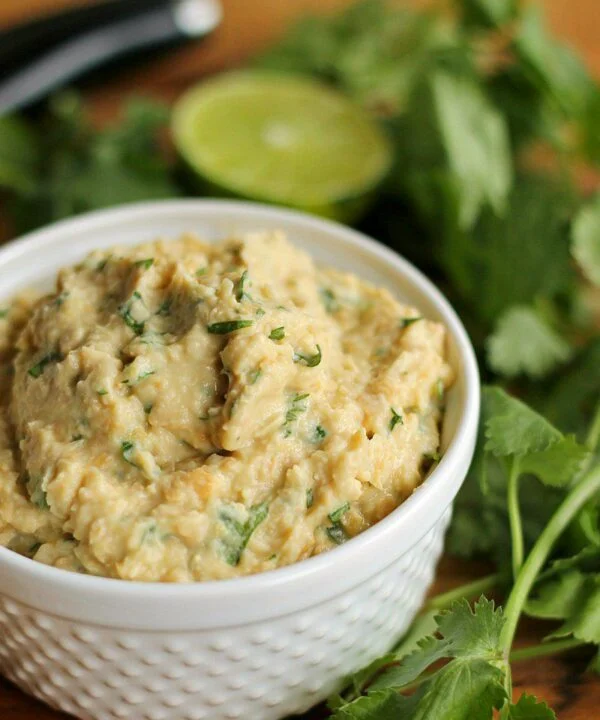 Cilantro Lime Hummus - No food processor required!